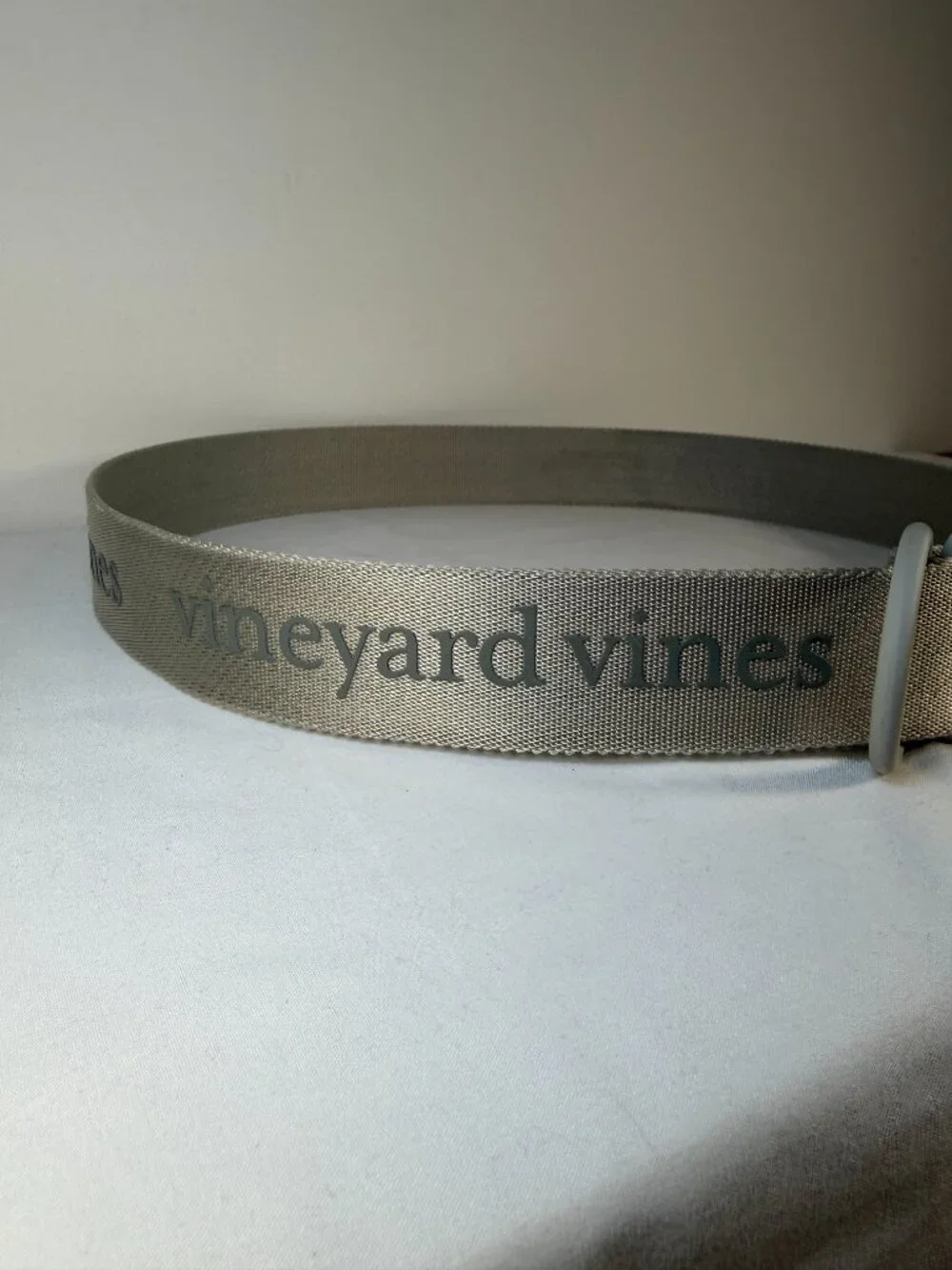 VINEYARD VINES On The Go Belt Metal Ring Gray Beige XS NWOT